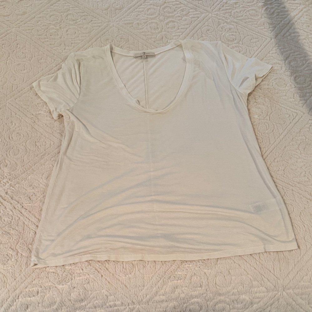 7 For All Mankind Soft Cream Short Sleeve Tee